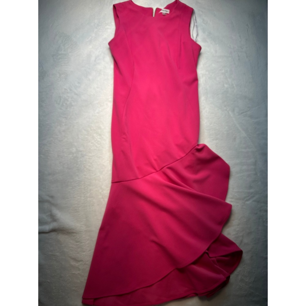 Calvin Klein Pink Ruffle Hem Mermaid Midi Dress Size 10 - 193